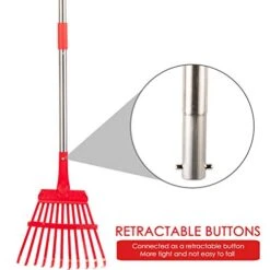 HOMIMP Adjustable Garden Rake,34″ – 55″ Adjustable Lightweight Aluminum Handle 11 Tines Shrub Rake,8″ Inch Wide,for Gardeners,Kids,Detachable Garden Leaf Rake,Easy To Carry -Gardening Tools Shop 416s784zOWL