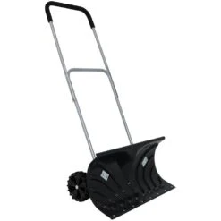 CASL Brands Snow Shovel With Wheels For Driveway – 6-Inch Polypropylene Wheels And Adjustable Aluminum Handle – 26-Inch Blade