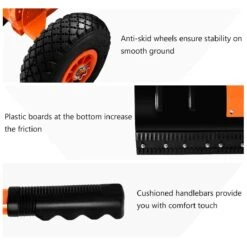 GYMAX Wheeled Snow Pusher, Heavy Duty Rolling Snow Pusher With Anti-Skid Wheels & Adjustable Handle, Driveway Or Pavement Snow Removal Tool -Gardening Tools Shop 61Enk2B0PE5L
