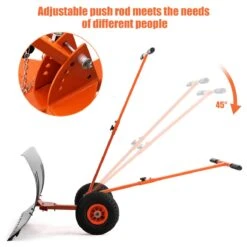 GYMAX Wheeled Snow Pusher, Heavy Duty Rolling Snow Pusher With Anti-Skid Wheels & Adjustable Handle, Driveway Or Pavement Snow Removal Tool -Gardening Tools Shop 61cuR2BxhxZL