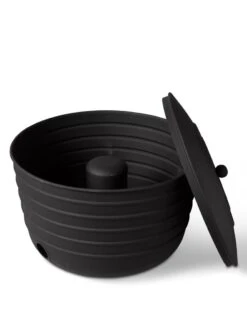 Matte Black Ribbed Hose Pot With Lid -Gardening Tools Shop 8611991 5868 tif