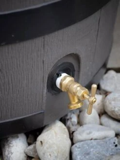 Round Rain Barrel With Planter, 35 Gallons -Gardening Tools Shop 8612856BK 10V tif