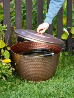 Hammered Copper Hose Pot With Lid -Gardening Tools Shop 8613311 0010