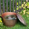 Hammered Copper Hose Pot With Lid -Gardening Tools Shop 8613311 0102 hammered copper hose pot with lid