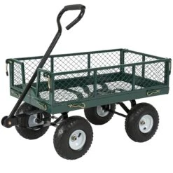 Best Choice Products Utility Garden Cart Wagon For Lawn, Yard W/Heavy-Duty Steel 400lb Weight Capacity, Removable Sides, Long Handle, 10in Tires – Green